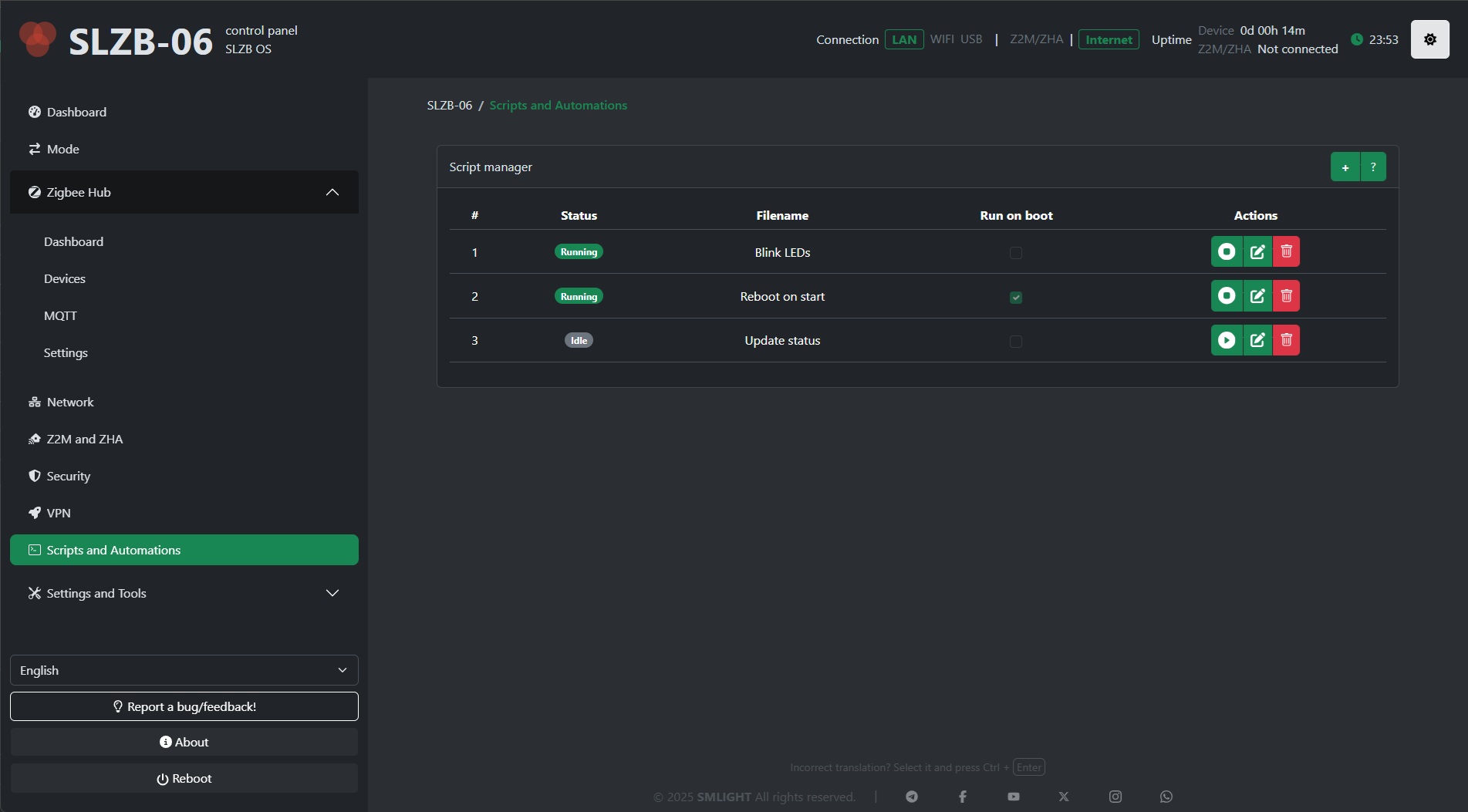 Change IEEE address via user interface