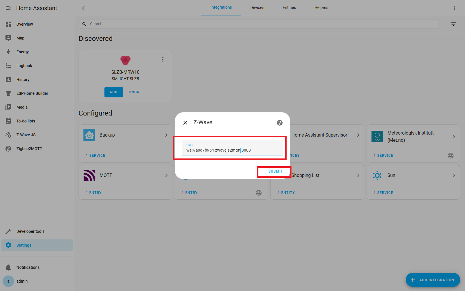 zwave-integration-addon-hostname