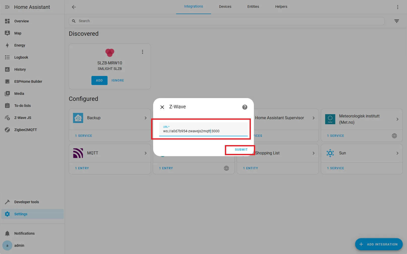 zwave-integration-addon-hostname