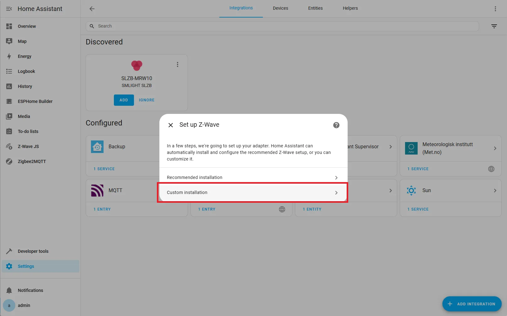 zwave-integration-custome-installation