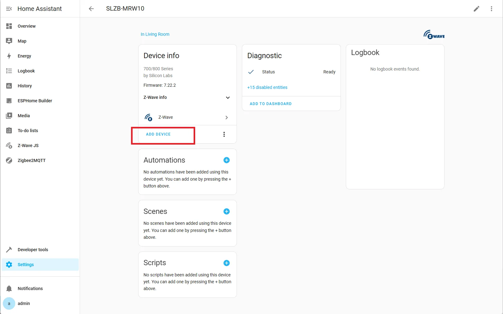 zwave-integration-main-page