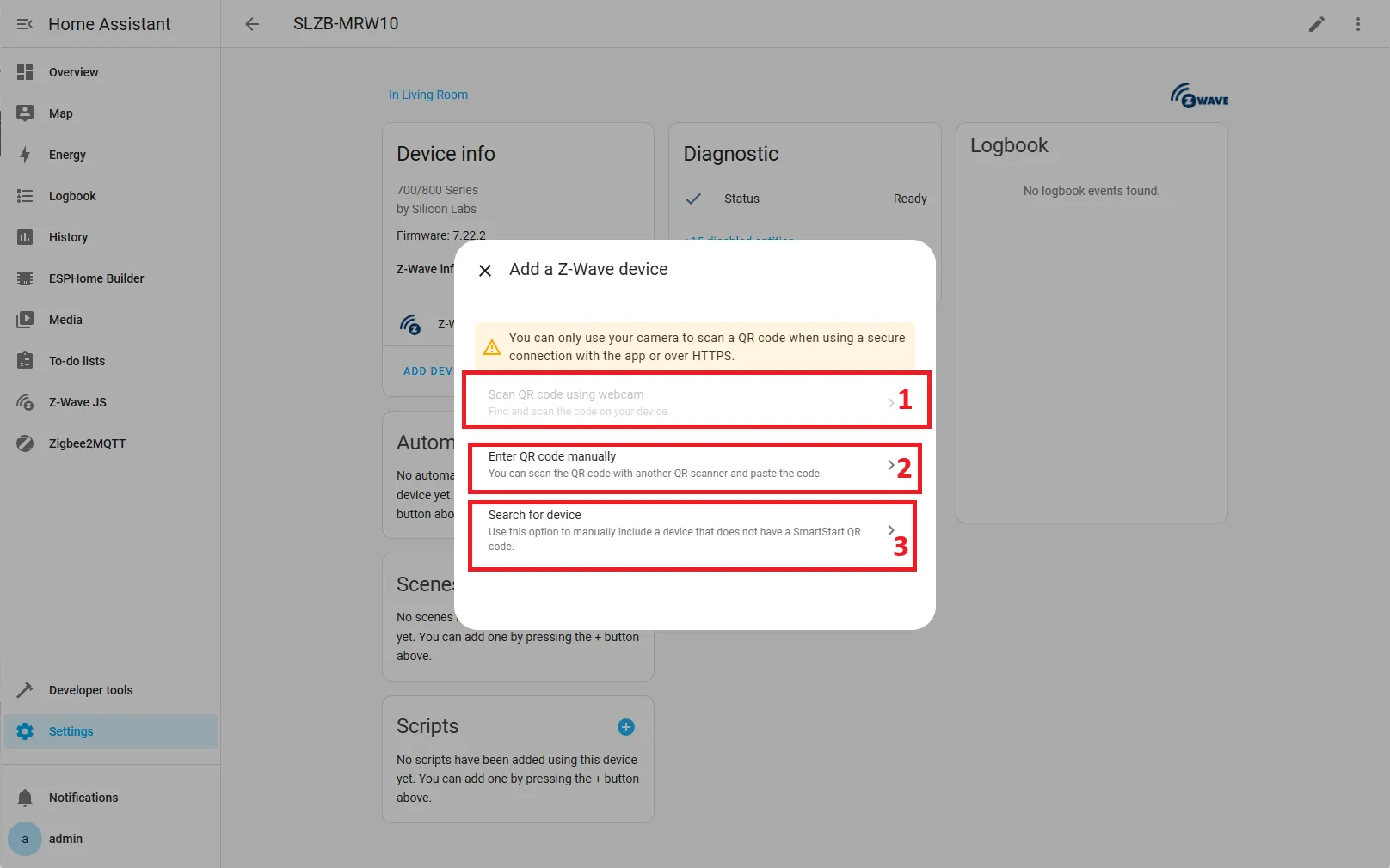 zwave-integration-pairing-options