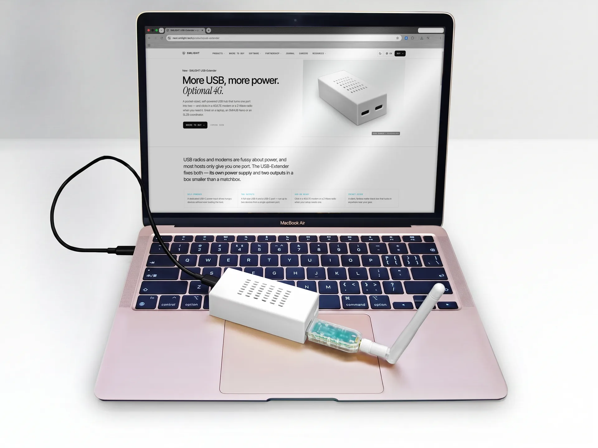 SMLIGHT USB-Extender used as a 4G modem for a laptop