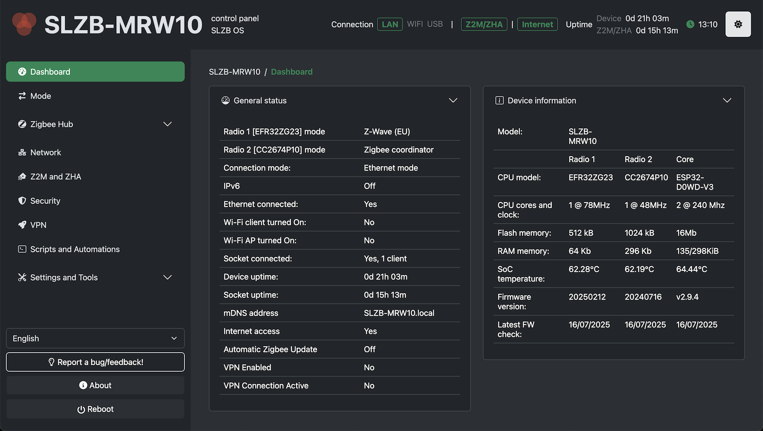 Migrating to SMLIGHT SLZB-MRW10 in Zigbee2MQTT